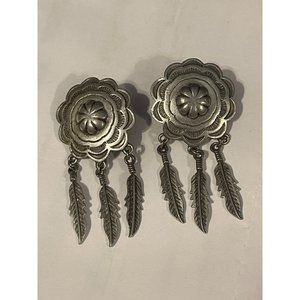 Jonette Southwestern Concho Feather Dangle Earrings Dreamcatchers